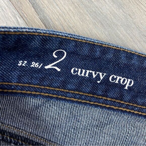 Ann Taylor Loft Curvy Crop Jeans Dark Blue 2 Stretch Mid Rise - Picture 8 of 12